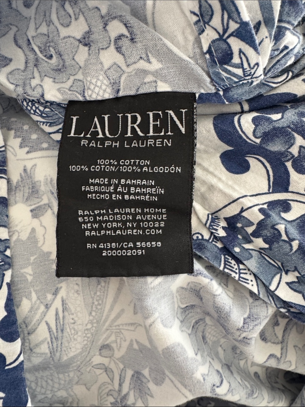 1 RALPH LAUREN TAMARIND PORCELAIN BIRD BLUE & WHITE PILLOW SHAM - Picture 2 of 4